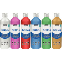 Carton de 6 flacons 500 ml de gouache brillante BRILLO nacrée 