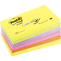 Lot de 6 blocs z-notes repositionnables 76 x 127 mm, couleurs néon assorties 