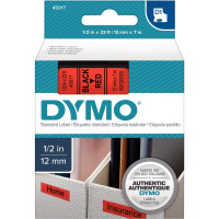 Ruban cassette Dymo 12 mm x 7 m noir et rouge 