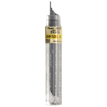 Etui de 15 mines graphite Hi-polymer SUPER diamètre 0,9 mm. B