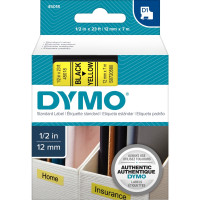 Ruban cassette Dymo 12 mm x 7 m noir et jaune 