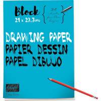 Bloc de 40 pages de papier dessin blanc 120 g format 21x29,7 cm 