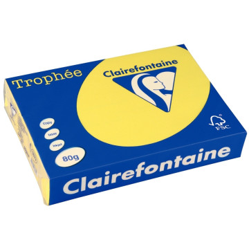 Ramette de 500 feuilles de papier 80g de format A4 jaune soleil TROPHEE CLAIREFONTAINE