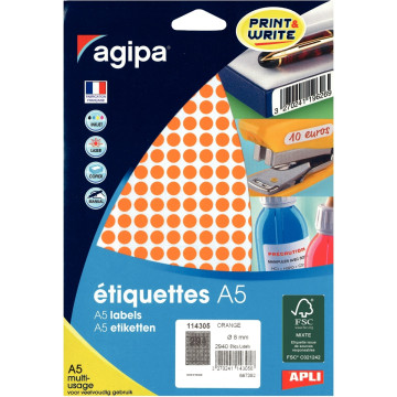 Etui de 2940 pastilles adhésives diamètre 8 mm orange