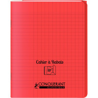 Piqûre 96 pages couverture polypropylène avec 2 rabats format 17x22 cm seyes coloris rouge 