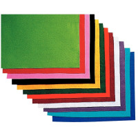 Paquet de 12 coupons de feutrine non adhésive, format 45 x 47 cm coloris assortis 