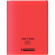 Piqûre 96 pages couverture polypropylène avec 2 rabats format 24x32 cm seyes rouge