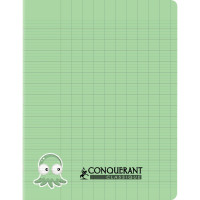 Cahier piqué 32 pages 17x22 cm, seyès 3 mm, couverture en polypropylène vert 