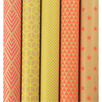 Boîte de 10 rouleaux kraft impression fluo, dimensions : 2 x 0,70 m 