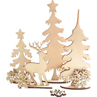 Planche décor forêt de Noël en bois 