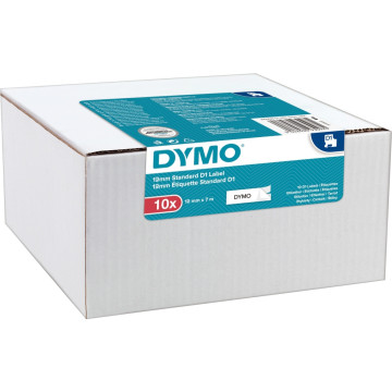 Pack de 10 recharges Dymo D1  12mm noir sur blanc