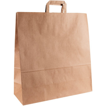 Carton de 100 sacs kraft brun poignée plates 45+17x48cm 100g/m²