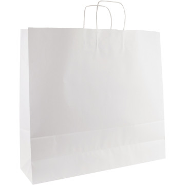 Carton de 100 sacs kraft blanc poignée torsadées 40+16x45cm 100g/m²