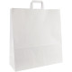 Carton de 100 sacs kraft blanc poignée plates 45+17x48cm 100g/m² 