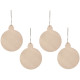 Lot de 4 grosses boules de Noël en bois, diamètre 11 cm 