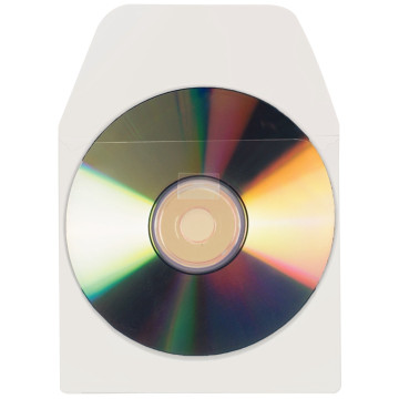 Paquet de 10 pochettes adhésives en polypropylène transparent pour CD/DVD