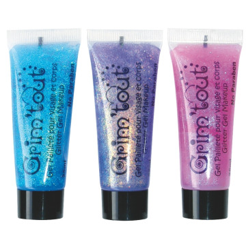 Lot de 3 tubes de gel pailleté pour visage et corps