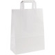 Carton de 200 sacs kraft blanc poignée plate 26+12x34cm 80g/m² 