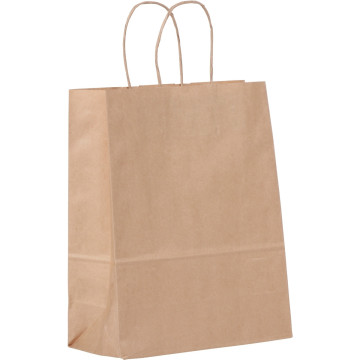 Carton de 200 sacs kraft brun poignée torsadée 24+11x30cm 90g/m²