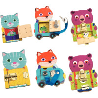 Lot de 3 animaux en bois, Locktou 