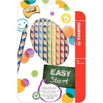 Etui de 12 crayons de couleur easy color gaucher + taille-crayon