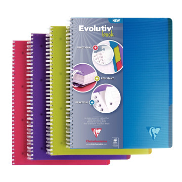 Cahier à reliure intégrale EVOLUTIV'BOOK Intensive 240 pages Format A4+ : 225x297 cm 5x5 Couleurs assorties + 3 intercalaires en