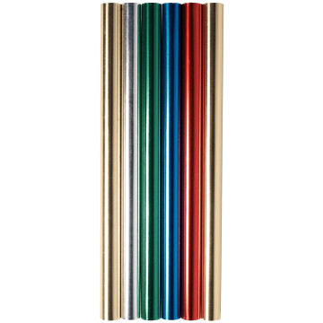 Boite de 6 rouleaux de feuilles aluminium double face 90 g/m², 5mx0,50 couleurs assorties