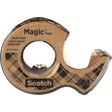 Dévidoir transparent en plastique 100% recyclé avec rouleau Scotch Magic 19 mm x 20 m