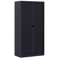 Armoire monobloc anthracite 180x90x43cm , 2 rideaux, 3 tablettes 