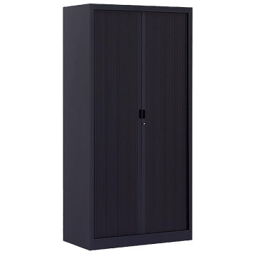 Armoire monobloc anthracite 180x90x43cm , 2 rideaux, 3 tablettes