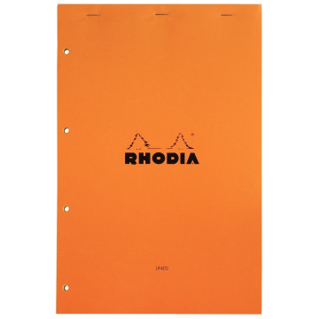 Bloc de bureau RHODIA 80 feuilles perforées, format A4+, papier ligné 7 mm jaune 80g