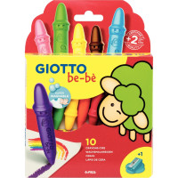 Etui de 10 maxi crayons cire incassable Giotto bébé assorti + taille crayons 