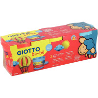 Set de 3 pots de 220G de pâte à jouer GIOTTO bébé couleurs assorties : jaune, bleu et rouge à base d'ingrédients naturels 