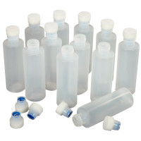 Lot de 12 flacons 125ml en plastique souple et transparent avec bouchon mousse 