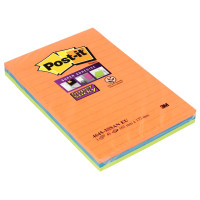 Paquet de 3 blocs Notes Super Sticky de 45 feuilles lignées, format 101 x 152 mm 