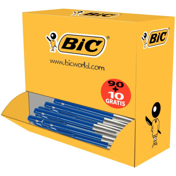 Pack 90+10 stylos bille M10 rétractables pointe moyenne bleus