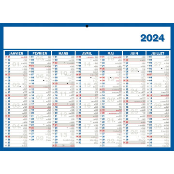 Calendrier 7 mois sur chaque face 29 x 39,5 cm