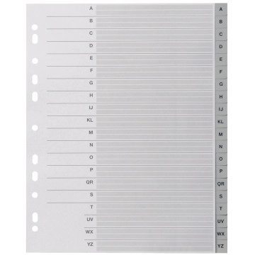 Jeu de 20 intercalaires alphabétiques en polypropylène gris format A4+