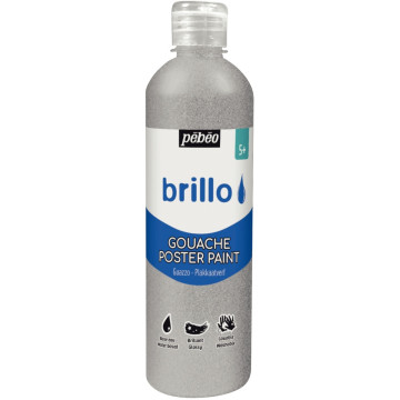 Flacon 500 ml de gouache brillante BRILLO argent