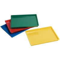 Lot de 4 plateaux multi usages. 4 couleurs assorties : rouge, jaune, vert et bleu 