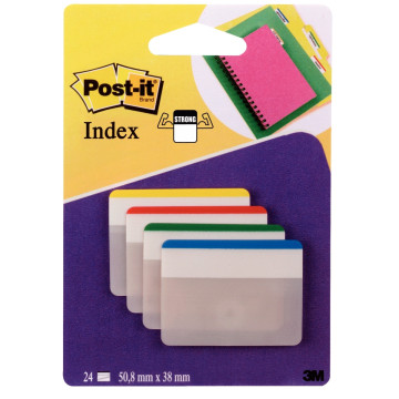Carte de 24 index strong large format 50,8x38mm  assorti