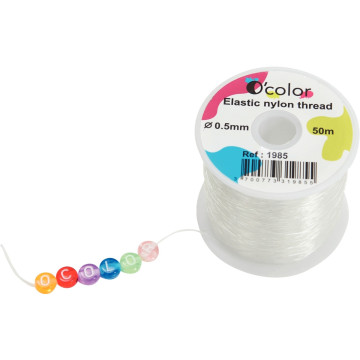 Bobine 50 mètres fil nylon élastique transparent diamètre 0.50mm