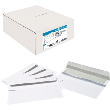 Boîte de 500 enveloppes blanches DL 110x220 80g/m² autocollantes