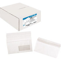 Boîte de 500 enveloppes blanches DL 110x220 80g/m² fenêtre 45x100 bande de protection 