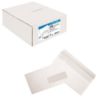 Boîte de 500 enveloppes blanches DL 110x220 80g/m² fenêtre 45x100 autocollante 