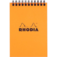 Bloc-notes à reliure intégrale RHODIA orange, format A6 (10,5 x 14,8 cm), 160 pages, quadrillé 5x5, papier blanc 80g 