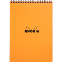 Bloc-notes à reliure intégrale RHODIA orange, format A4 (21 cm x 29,7 cm), 160 pages, quadrillé 5x5, papier blanc 80g 