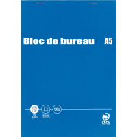 Bloc de bureau 100 feuilles 60g format A5 quadrillé 5x5 