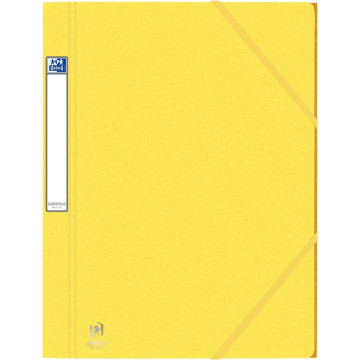 Chemise 3 rabats à élastiques EUROFOLIO Prestige en carte grainée 7/10ème format 24x32 cm jaune