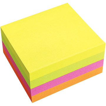 Bloc cube de 320 feuilles de notes repositionnables 75 x 75 mm vif assortis